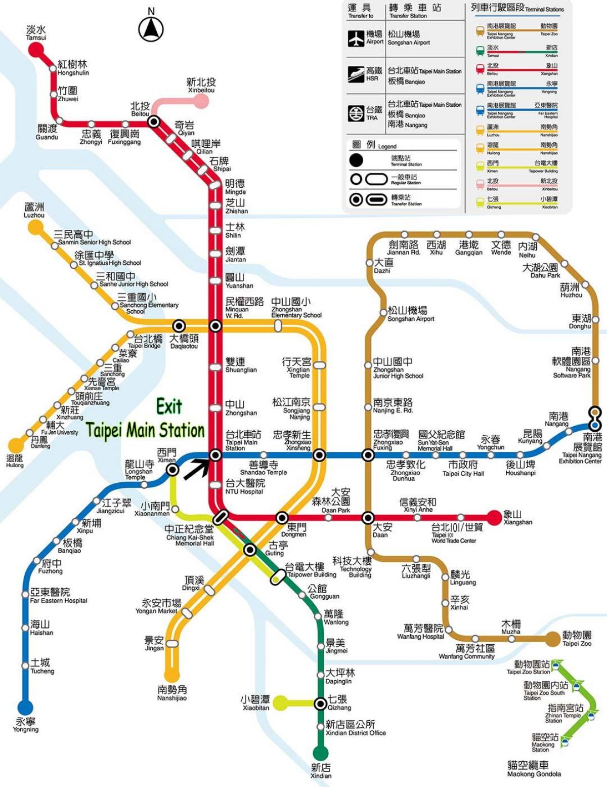 타이페이는 주요 기차역 지도