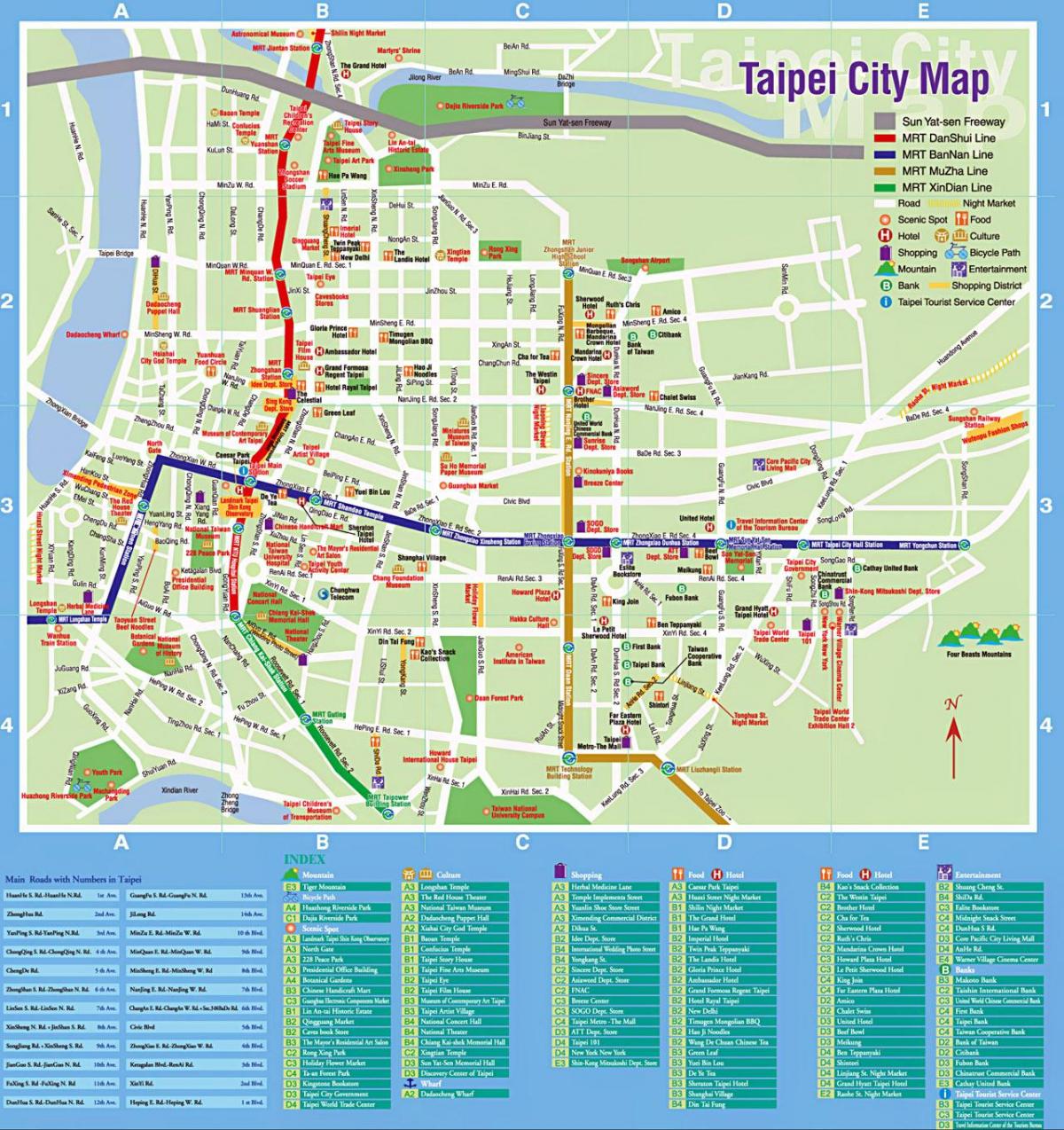 타이페이의 관광 명소 맵