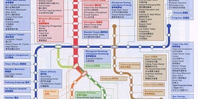 지도 타이베이 mrt 지도 및 관심사의 장소